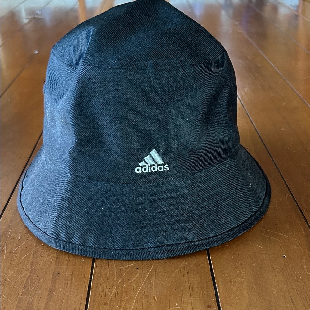 adidas Black Bucket Hat with White Logo - Picture 2 of 4